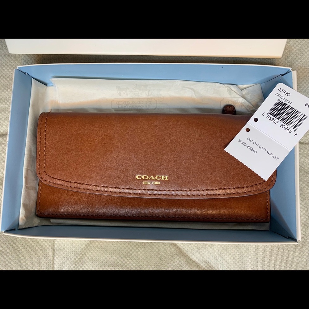 COACH LEGACY LEATHER SOFT WALLET IN BRASS